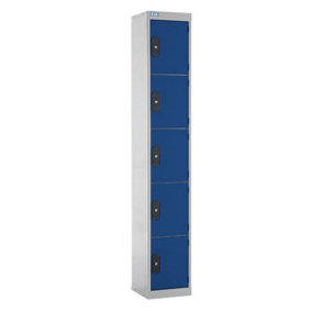TUFF Lockers - 5  Compartment - H1800  x W300 x D300mm - Blue