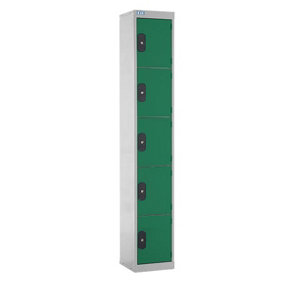 TUFF Lockers - 5  Compartment - H1800  x W300 x D300mm - Green