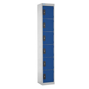 TUFF Lockers - 6  Compartment - H1800  x W300 x D300mm - Blue