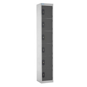 TUFF Lockers - 6  Compartment - H1800  x W300 x D300mm - Dark Grey