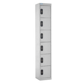 TUFF Lockers - 6  Compartment - H1800  x W300 x D300mm - Light Grey