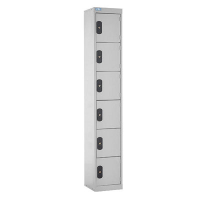 TUFF LOCKERS - 6 COMPARTMENT - H1800 X W380 X D380MM - LIGHT GREY