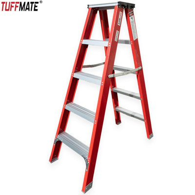 Tuff Mate 5-Tread Fibreglass Step Ladder - 1.5m Non-Conductive ...