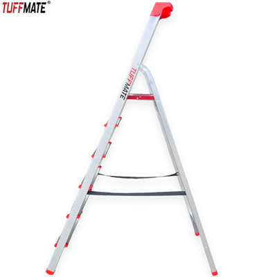 Tuff Mate 6-Step Aluminium Folding Step Ladder - Raised Safety Handle ...