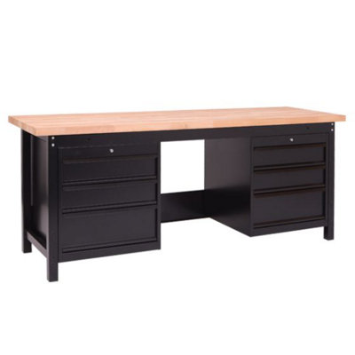 TUFF Premium Black Workbench - W2000 x D650mm with - 2 x 3 Drawer Units
