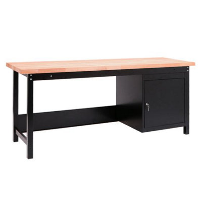 TUFF Premium Black Workbench - W2000 x D650mm - with Single Cupboard