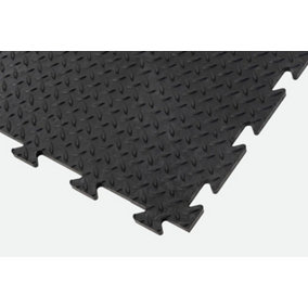 Tuff-Tile Diamond Interlocking Garage Floor Tile 50 x 50cm x 14mm Black (Pack of 4)
