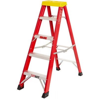 TUFFMATE 5-Tread Fibreglass Step Ladder - 1.5m Non-Conductive ...