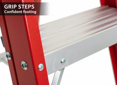 TUFFMATE 5-Tread Fibreglass Step Ladder - 1.5m Non-Conductive ...