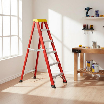 TUFFMATE 5-Tread Fibreglass Step Ladder - 1.5m Non-Conductive ...