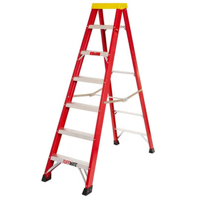 TUFFMATE Electricians Fibreglass Step Ladder 7 Tread