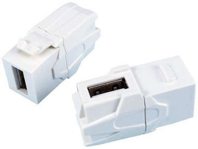 TUK - 90 Degree USB 2.0 A Female to A Female Keystone Coupler, White