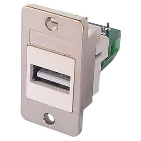 TUK - USB 2.0 A Female to Screw Termination Keystone Socket, White Panel Mount