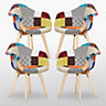 Tulip Patchwork Tub Chair Set of 4, Multicolor