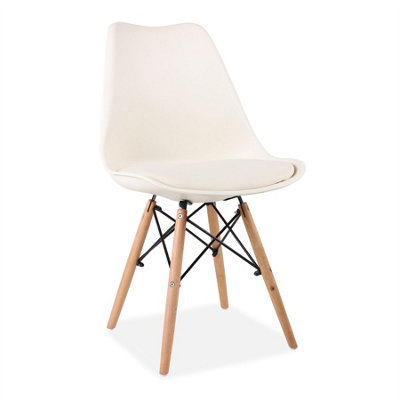 Tulip Pyramid Kitchen Dining Chair Plastic With Eiffel Style Wooden Legs And Soft PU Leather ...