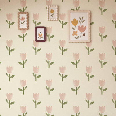 Tulipa Cream & Blush Pink Wallpaper