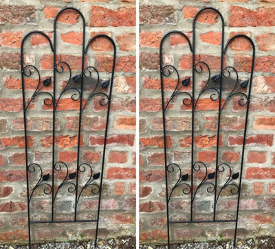 Tulipa Garden Metal Trellises Plant Wall Supports Climbing Black 1200mm Set of 2