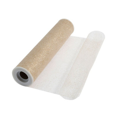 TULLE 23MX30CM - Trim: Tulle: 23m x 30cm: Metallic and Gold - Occasions -- Bulk