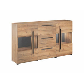 Tulsa Elegant Display Cabinet in Oak Grandson - W1800mm x H1030mm x D390mm