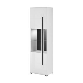 Tulsa High Gloss Display Cabinet in White - W600mm x H2040mm x D390mm