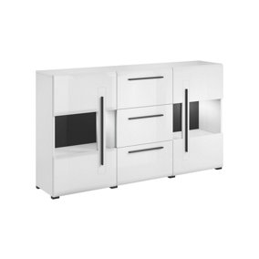 Tulsa Modern Display Cabinet in White Gloss - W1800mm x H1030mm x D390mm