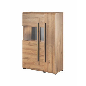 Tulsa Modern Oak Grandson Display Cabinet with Optional Lighting - W900mm x H1360mm x D390mm
