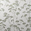 Tulsa Sprig Green & Light Grey Glitter Floral Wallpaper M1538