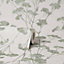 Tulsa Sprig Green & Light Grey Glitter Floral Wallpaper M1538