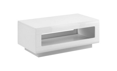 Tulsa Stylish Coffee Table in White Gloss - W1100mm x H440mm x D600mm