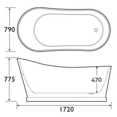 Tulsa White Acrylic Freestanding Bath (L)1720mm (W)790mm