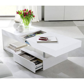 Tuna Coffee Table High Gloss Coffee Table for Living Room Centre Table Tea Table for Living Room Furniture White