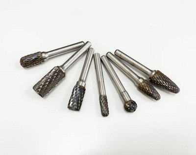 Tungsten Carbide Burr Set 7pc 10mm Heads 6mm Shank Rotary Burr Files ...