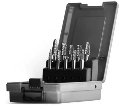 Tungsten Carbide Burrs Set 10pcs 6mm round shank Rotary Files for Metal ...