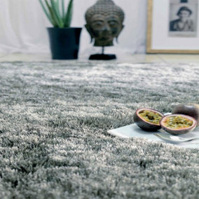 Tungsten Super Soft Shaggy Handmade Modern Plain Sparkle Easy to Clean Rug For Dining Room Bedroom Living Room-120cm X 180cm