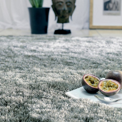 Tungsten Super Soft Shaggy Handmade Modern Plain Sparkle Easy to Clean Rug For Dining Room Bedroom Living Room-65cm X 135cm