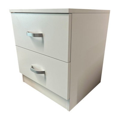 Tunis Matt White 2 Drawer Bedside Table