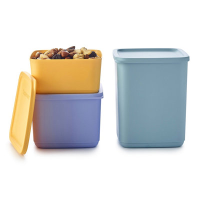 Tupperware Essentials Stacking Square Container 3 Piece Set