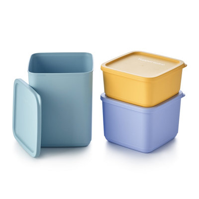 Tupperware Essentials Stacking Square Container 3 Piece Set