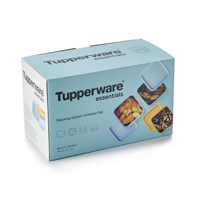 Tupperware Essentials Stacking Square Container 3 Piece Set