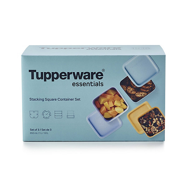 Tupperware Essentials Stacking Square Container 3 Piece Set Tupperware Essentials Stacking Square Container 3 Piece Set