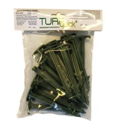 TURFquick biodegradeable stakes pins pegs for lawn and soil