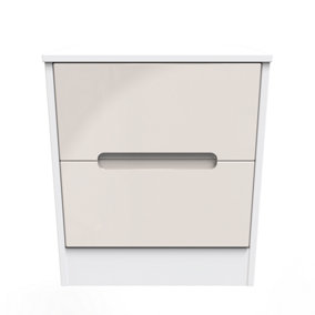 Turin 2 Drawer Bedside Cabinet in Kashmir Gloss & White (Ready Assembled)