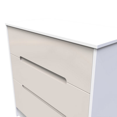 Turin 3 Drawer Deep Chest in Kashmir Gloss & White (Ready Assembled)