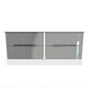 Turin 4 Drawer Bed Box in Grey Gloss & White (Ready Assembled)