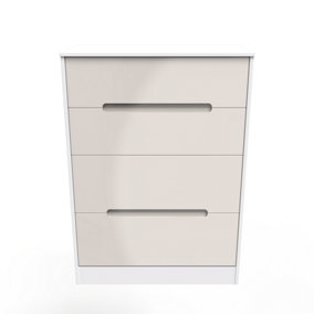 Turin 4 Drawer Deep Chest in Kashmir Gloss & White (Ready Assembled)