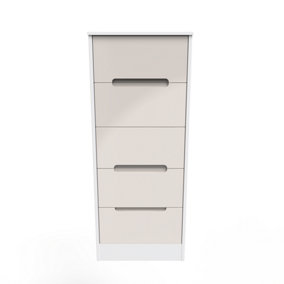 Turin 5 Drawer Tallboy in Kashmir Gloss & White (Ready Assembled)