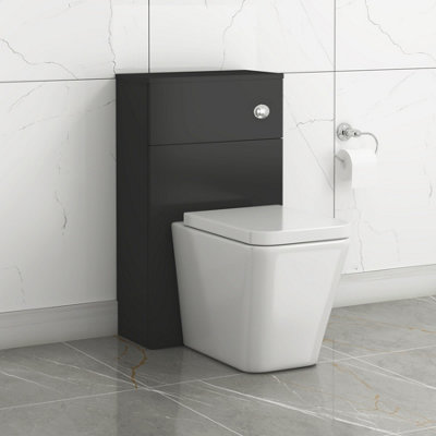 Turin 500mm Matte Black BTW WC Unit with Elena Rimless Toilet Pan ...