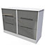 Turin 6 Drawer Wide Chest in Grey Gloss & White (Ready Assembled)