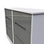 Turin 6 Drawer Wide Chest in Grey Gloss & White (Ready Assembled)