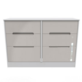 Turin 6 Drawer Wide Chest in Kashmir Gloss & White (Ready Assembled)